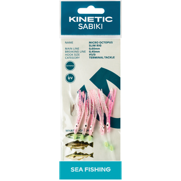 1044316_XL Kinetic Sabiki blæksprut makrel/torsk, Pink/glimmer - Billede 1