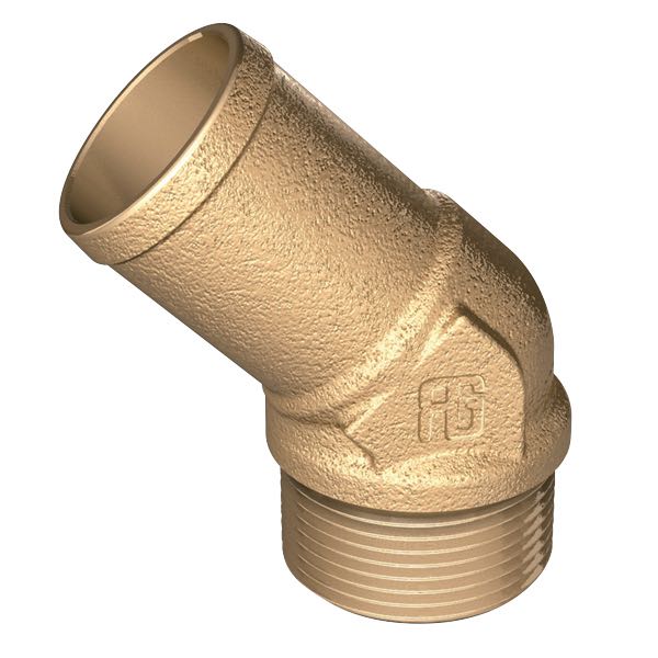 1061400_XL Guidi slangestudse 45° udv. gevind messing 1/2”, 19mm - Billede 1