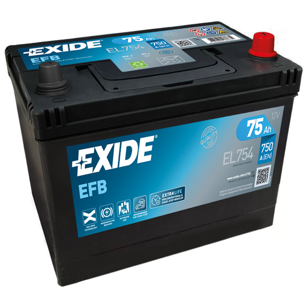 1170192_XL Exide Dual EFB batteri m/modsat polstilling, 75 Amp - Billede 1