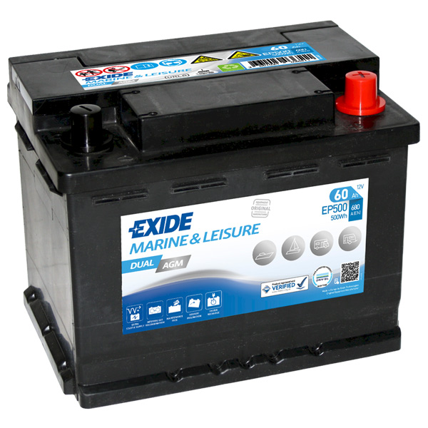 1170231_XL Exide Dual AGM batteri, 60 Amp - Billede 1