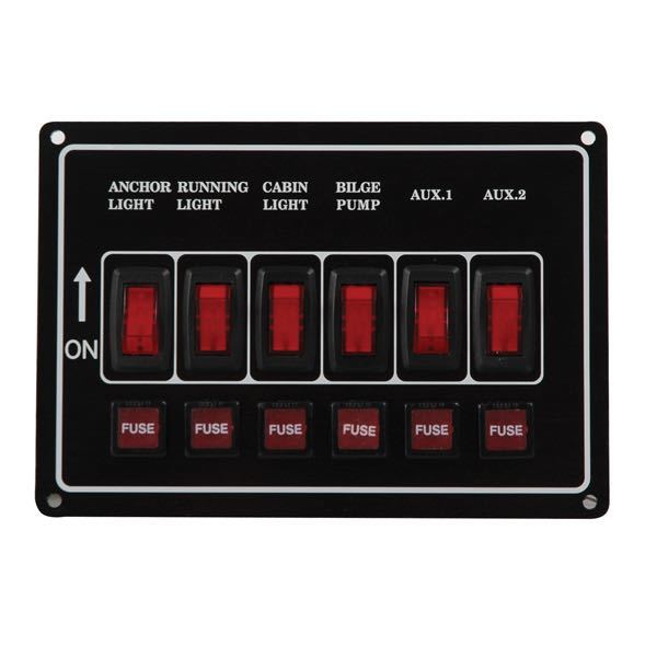 1270060_XL El-panel med 6 kontakter til 12V, vandret - Billede 1