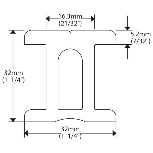 130RC06320X30_XL Ronstan I-skinne 32mm, 3m - Billede 1