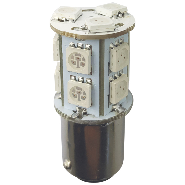 1260935_XL 1852 LED lantern pære BAY15D Ø19x43mm 10-36Vdc rød, 2 stk - Billede 1