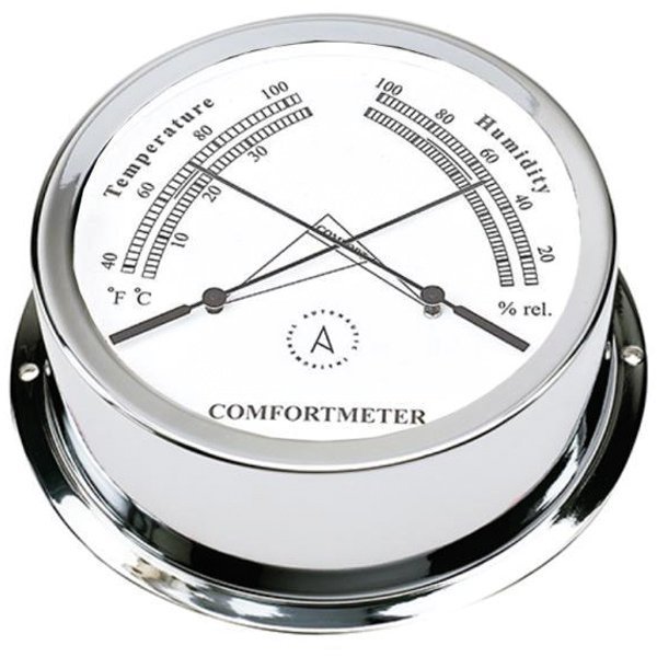 1830010_XL Autonautic Atlantic 95 termo/hygrometer Ø95/70 mm forkromet messing - Billede 1