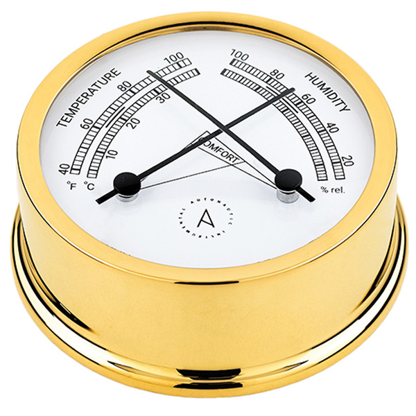 1830013_XL Autonautic Atlantic 95 termo/hygrometer Ø95/70 mm forgyldt messing - Billede 1