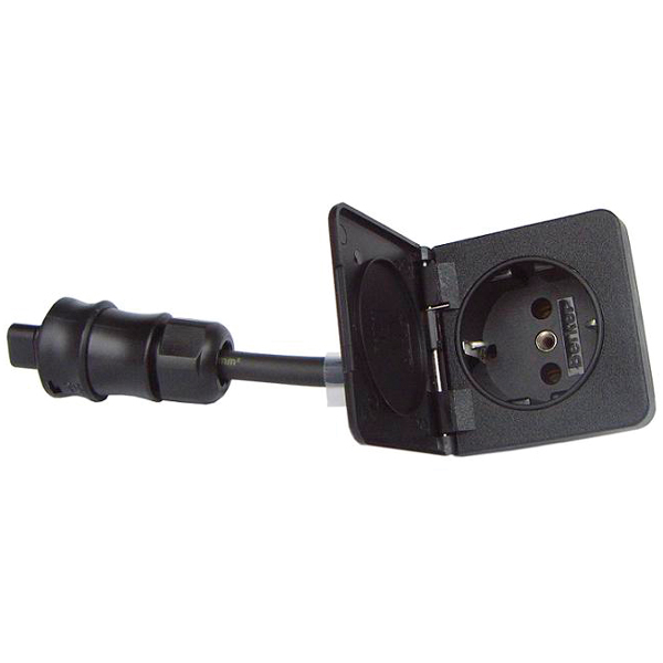 1270631_XL Ratio flush schuko til landstrøm med dæksel sort 16A IP44 - Billede 1